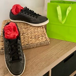 Taos Brand shoes; leather upper ; size 7 1/2; black .. with studs